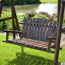 Coral Coast Rustic Torched Log Curved Back Porch Swing and A-Frame Set