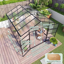 10x12 FT Greenhouse, Heavy Duty Polycarbonate Greenhouses for Outdoors with Thicken Sturdy Aluminum Frame, Large Walk-in Green House with Stakes, Ropes, Roof Vent, for Outside Garden Backyard, Black