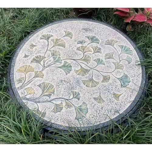 Etlegor Manhole Cover and Frame 31.5", Chinese Retro Art Manhole Cover FRP Recessed Solid Top Cover with Base Heavy Duty Metal Inspection for Yard, Septic Tank Lid(#11)