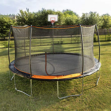 JumpKing 15 ft Trampoline with Safety Enclosure & Basketball Hoop Black/Orange