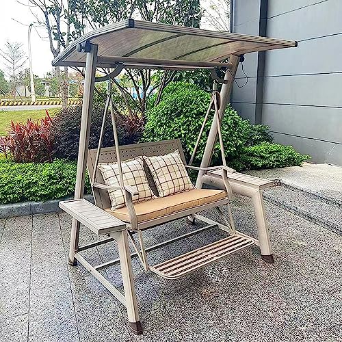 KYTGFH Outdoor Garden Swing Chair Home Balcony Outdoor Hanging Basket Swing Chair Canopy Swing Suitable for Garden Poolside(B)