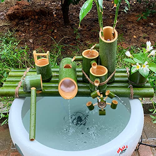 GenSDH Japanese Garden Decoration/Indoor Water Feature,Zen Garden Fountain Bamboo Water Feature, Waterscape for Pond Fish Tank Courtyard, 65Cm/25.6In,60cm/23.6in