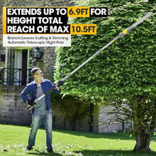 Qiokoith Cordless Hedge Trimmer, Electric with Extension Pole, 410mm Dual Blade, 16mm Cutting Capacity, Adjustable Design for Efficient Trimming