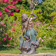 Zaer Ltd. Merman Garden Statue Holding Trident in Antique Bronze/Antique Grey (48" T. Throwing Trident, Antique Bronze)