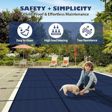 Lynkron Pool Safety Cover for Inground Pools, Heavy-Duty Winter Pool Cover, Rectangle Mesh/Solid Swimming Pool Covers, Triple Stitched for High Strength & UV Protection，Blue