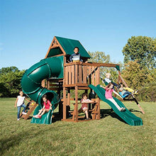 Swing-N-Slide Tellico Terrace Wood Swing Set with Slides, Climbing Wall & Swings Brown