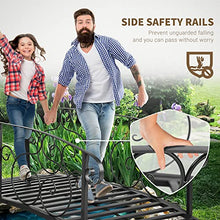 6 ft Metal Arch Garden Bridge, Safety Siderails, Backyard Creek Crossing, Black
