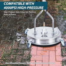 24" Pressure Washer Surface Cleaner with Dual Handle 4 Wheels, 3/8" Connector, 2 Replacement Nozzles, Stainless Steel Power Washer Housing Accessory for Driveways Decks Sidewalk Patio, 20 Inch