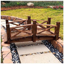 Katzowen Garden Wooden Bridge Classic Retro Arch Garden Bridge for Sidewalk Koi Pond Dry Creek, Courtyard Pathway Outdoor Footbridge Wooden, Wedding/Graduation Ceremony Decor