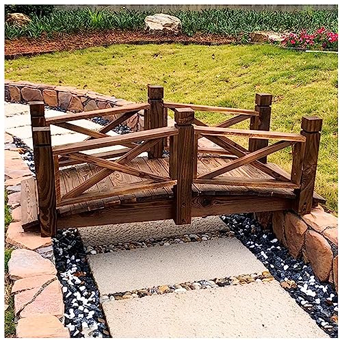 Katzowen Garden Wooden Bridge Classic Retro Arch Garden Bridge for Sidewalk Koi Pond Dry Creek, Courtyard Pathway Outdoor Footbridge Wooden, Wedding/Graduation Ceremony Decor