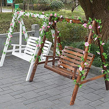 KYTGFH Large Outdoor Porch Swing Garden Patio Swing Chair Garden Swing Outside Furniture Outdoor Swing Chair,All Solid Wood Waterproof with Flower Vine Terrace Rocking Chair(Brown Have Flowers)