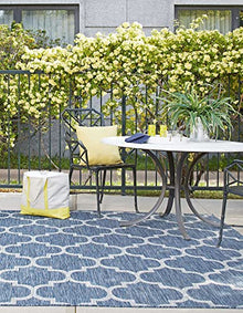 Unique Loom Outdoor Trellis Collection Area Rug - Trellis (Square 13' 0" x 13' 0", Navy Blue/ Ivory)