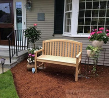 GOLDENTEAK Teak Round Top Bench Aquinah 4ft Outdoor Patio Garden Bench, Premium Grade-A Teak Wood Seating for Porch, Lawn, Deck & Backyard, Natural Oil Finish Furniture