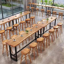 JYPIINFS Solid Wood Live Edge Bar Table with Footrest - Rectangular Tall Counter Height Dining for Kitchen & Pub Stylish &Furniture(86.6" L x 13.8" W x 41.3" H)