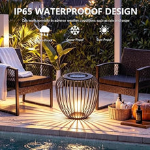 MIUWLXT 18" Outdoor Solar Side Table,Black Metal Material with Remote