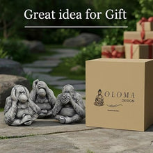 OLOMA Concrete Three Wise Monkeys Garden Statue Set No Hear No See No Speak No Evil Monkeys Figurines Outdoor Realistic Gorillas Yard Decor Meditation Zen Sculpture Handcrafted Primate Art