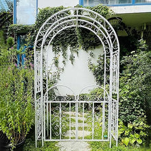 MELPHI Garden Arbor with Gate, Metal Garden Arch with Trellis for Climbing Plants, Roses, Vines, Outdoor Garden Archway for Wedding Bridal Party Decoration Ceremony (Color : Green)