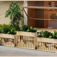 FYorbitH Flower Box Wood Grain Planter Box Flower Trough Green Plant Container Partition(Medium)