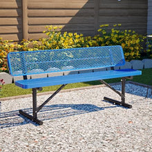 Caforkp 96x96 Metal Picnic Table Blue Mesh Top Outdoor Dining