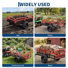 Heavy Duty Utility Trailer, 1500 LB Capacity, 15 Cu.Ft ATV Trailer Pull Behind with Removable Sides & All Terrain Tires, Lawn Tractor Dump Cart for Garden Yard, Red