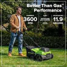 Greenworks 48V (24V x 2) 15” Cordless Lawn Scarifier & Dethatcher, Includes (2) 4.0Ah Batteries & 65W Charger, Adjustable Depth Lawn Groomer, Yard Thatch Grass Remover for Backyard, Garden Care