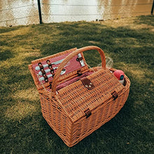 YEDECOR Willow Picnic Basket Set for 2 Persons, Camping Essentials Outdoor for Family Gatherings Large Wicker Picnic Basket Gift for Valentine's Day, Christmas, Thanksgiving, Birthday