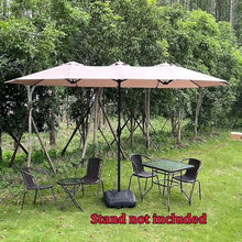 EUQKKWLOY Large 4.6M Patio Umbrella with Crank, Double UV Protection, Outdoor Table Sunshade for Terrace, Pool, Balcony, Beach - Khaki Garden Canopy