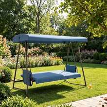 Weather Resistant Hanging Swing Bed, 3-in-1 Patio Porch Swing, Adjustable Canopy, 3-4 Seater 600 lbs Backyard Garden Waterproof