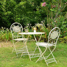 GPWDIEJB Retro Metal Folding Bistro Set with 2 Chairs and 1 Table Weather Resistant Outdoor Side Table for Patio Yard Garden Cast Iron End Table Coffee Tables Vintage Dining Furniture