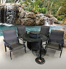 Bridgeton Moore GF-LD8022/3061 Wyndermere All Inclusive Outdoor Firepit Club Table Set (KIT) Gas Patio Conversation Set of 4, Black