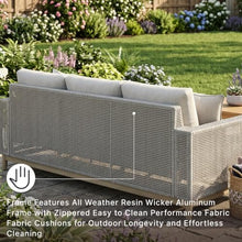 Signature Design by Ashley Seton Creek 3-Seat Wicker Patio Sofa, Gray
