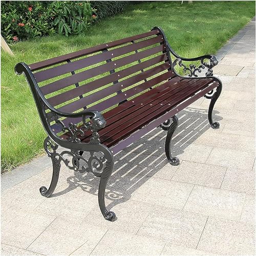 ERoomQ Outdoor GThe Bench,Outdoor GThe Patio Bench for Your Leisure Time, Iron Foot Anticorrosive Solid Wood Outdoor Patio Furniture Seat (Black 120cm)