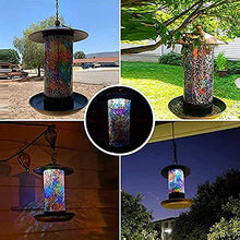 Feilx Bird Feeder,Hanging Solar LED Tray Bird Feeder,Outdoor Art Bird Feeder Metal Waterproof with Lights, Outdoor Bird Feeder