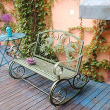 GAAHRQQQ 41-inch Antique Courtyard Rocking Chair Cast Iron Metal e Garden Furniture Rocking Chair Weight Capacity 220 pounds Double seat with backrest for Porch and Living Room Swing Garden Armchair