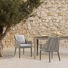 Armen Living Silvana Outdoor Patio Wicker Aluminum Dining Chair Set of 2 Grey