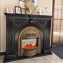 French Luxury Cast Iron Fireplace With Simulation Flame For Living Room Heating - Arc Furnace Core A(Black)