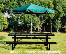 LifeYard Heavy Duty 8' Rectangular Metal Picnic Table with Umbrella Hole, 96" L x 62" W, Expanded Metal, (Black)