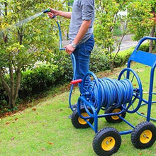 CUTPOIY Hose Reels Metal Hose Cart 12-19MM Outdoor Hose Reel Garden Four-Wheel Industrial Wind Decoration Affordable Household Water Pipe Set12.5mm*17mm, Blue-dn20-Hose Reel+90M Pipe