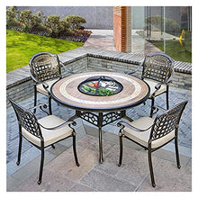ERoomQ Wood Fire Pits Outdoor Garden Grill Table - Wood Burning Fire Pit, BBQ Party Restaurant Table and Chair Set-with 4 Chairs, Outdoor Coffee Table,122cm/48, cappuccino