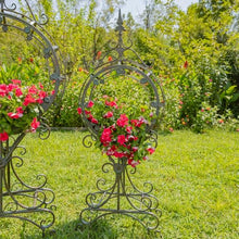 Zaer Ltd. Set of 2 Tall Round Metal Planters with Removable Trays Freestanding Indoor Outdoor Garden Decor (Verdi Green)