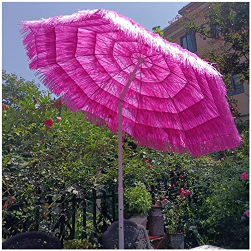ARGENTFLUX 6.5ft/2m Round Beach Umbrella Outdoor Garden Parasol Patio Umbrella Tilting Polyester 8 Ribs Sun Shade(Rose)
