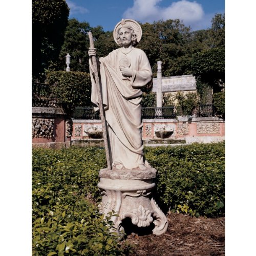Design Toscano Jude, Patron of Hopeless Cases Religious Garden Statue, 16 inches wide, 43 inches tall, Cast Stone Resin, Antique Stone Finish