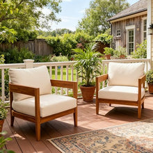 Merax Set of 2 Outdoor Acacia Wood Frame 2pcs Chairs with Cushions for Patio,Garden