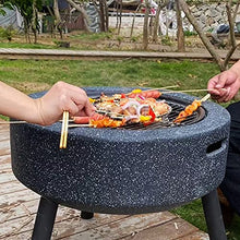 Outdoor Fire Pit Concrete Round and Wood Burning Fire Pit BBQ Grill Firepit Bowl Heaters with Grill Grate 3 in 1 Fireplace for Bonfire Barbecue in The Wild