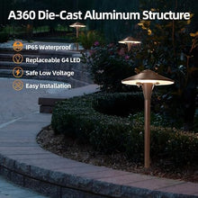 VISTA 4-Pack Cast Aluminum Landscape Path Lights, 12V Low Voltage Landscape Lighting Pathway Lights with 1.5W G4 LED Bulb for Outdoor Walkway Yard Garden Driveway