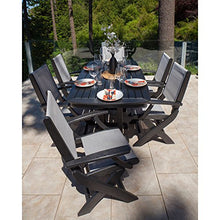 POLYWOOD PWS154-1-BL901 Coastal 7-Piece Dining Set, Black/White Sling