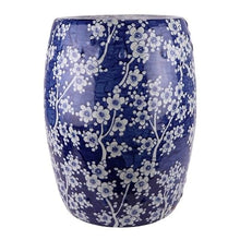 Ceramic Garden Stool Decorative Garden Stools Ceramics Blue And White Hand-painted Icy Plum Blossom Butterfly Pattern Porcelain Stool Ceramic Decorative Drum Stool Cooler Pier Garden Stool Ceramic(B)