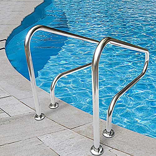 BSNANCA Pool Handrails Swimming Pool Handrail,Pool Railing, 304 Stainless Steel 250LBS Load Capacity Silver Rustproof Pool Handrail Humanized Swimming Pool Handrailp Cover