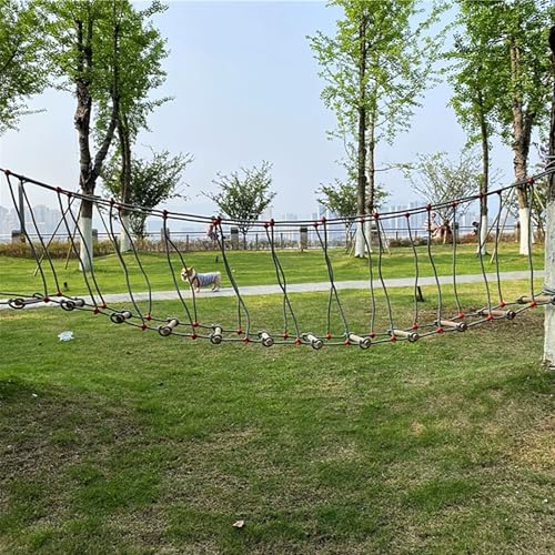 HAZEK Outdoor Swing Bridge, Made of Wood, 16mm Thickened Nylon Rope, Super Strong Load-Bearing Capacity, Suitable for Kindergartens and Outdoor Activities(Size:5m)