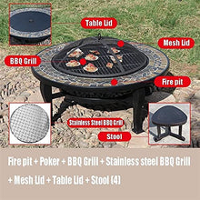 Fire Pits Outdoor Outdoor Large Wood Burning Fire Pit, Garden Party BBQ Camping Picnic Cooking Fire Pit Barbecue Grill with 4 Stools